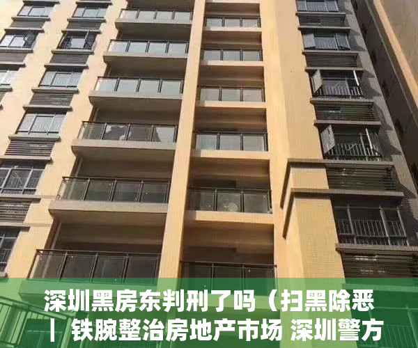 深圳黑房东判刑了吗（扫黑除恶 ｜ 铁腕整治房地产市场 深圳警方端掉一黑房东黑中介恶势力团伙）