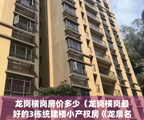 龙岗横岗房价多少（龙岗横岗最好的3栋统建楼小产权房《龙泉名苑》通燃气，停车方便，距在建地铁口仅20米，首付43万起）