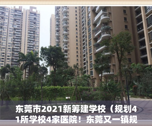 东莞市2021新筹建学校（规划41所学校4家医院！东莞又一镇规划出炉，助力莞深惠一体化）