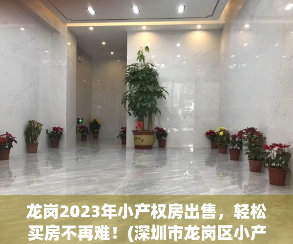 龙岗2023年小产权房出售，轻松买房不再难！(深圳市龙岗区小产权房价?)