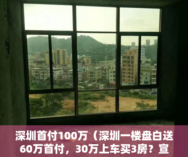 深圳首付100万（深圳一楼盘白送60万首付，30万上车买3房？宣传不到一天，就被住建局查处了……）