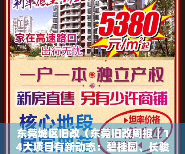 东莞城区旧改（东莞旧改周报｜14大项目有新动态：碧桂园、长骏等操刀）(2020年东莞旧改政策)